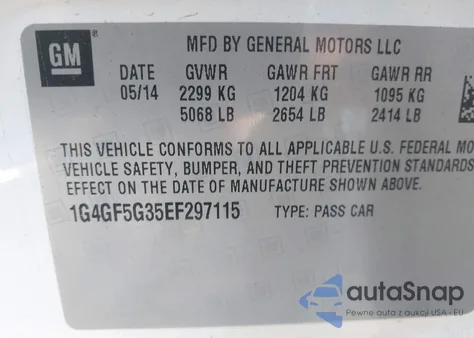 2014 Buick Lacrosse Premium Ii Group z USA, uszkodzony, nr VIN 1G4GF5G35EF297115